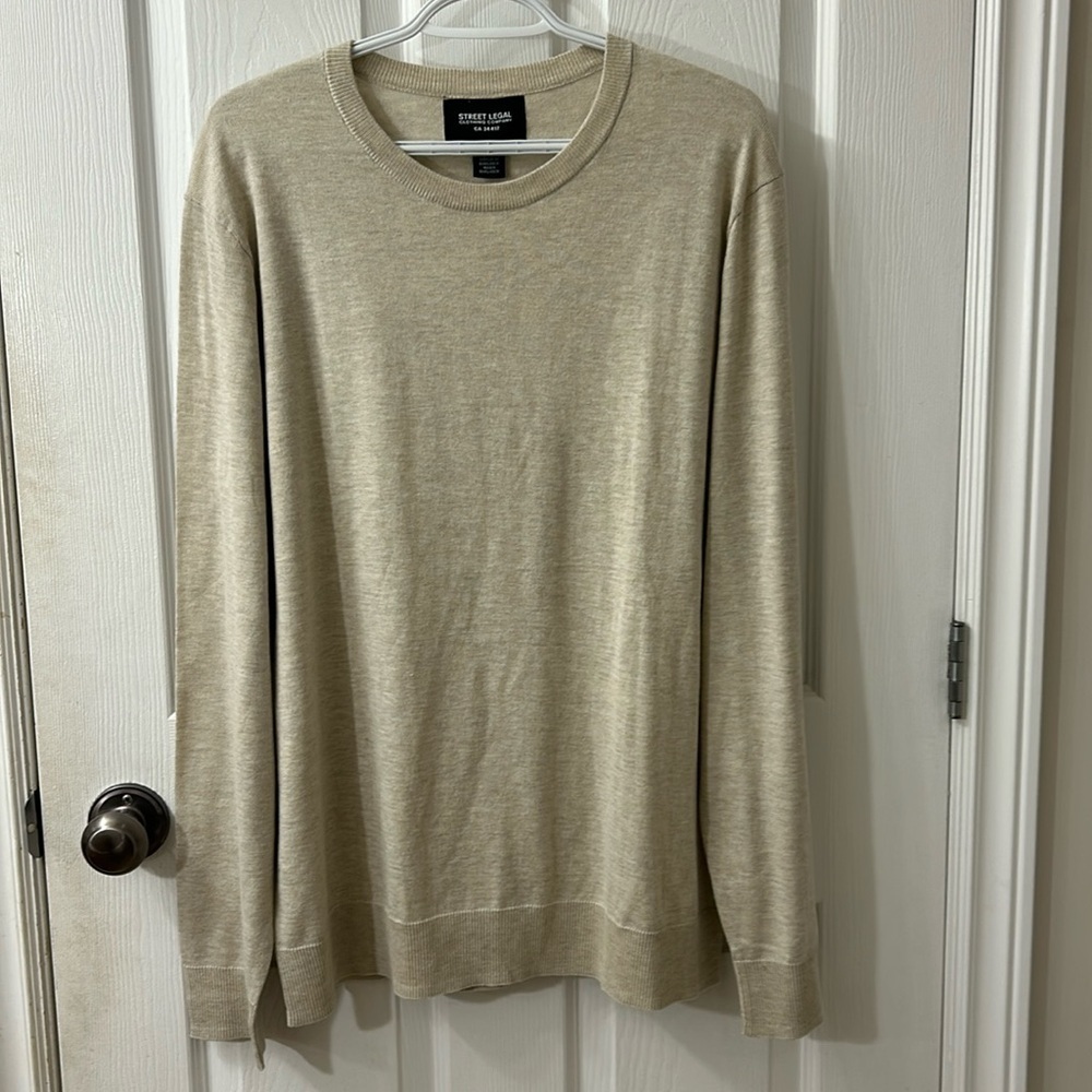 Street Legal knitted crewneck sweater men’s size large oatmeal colour